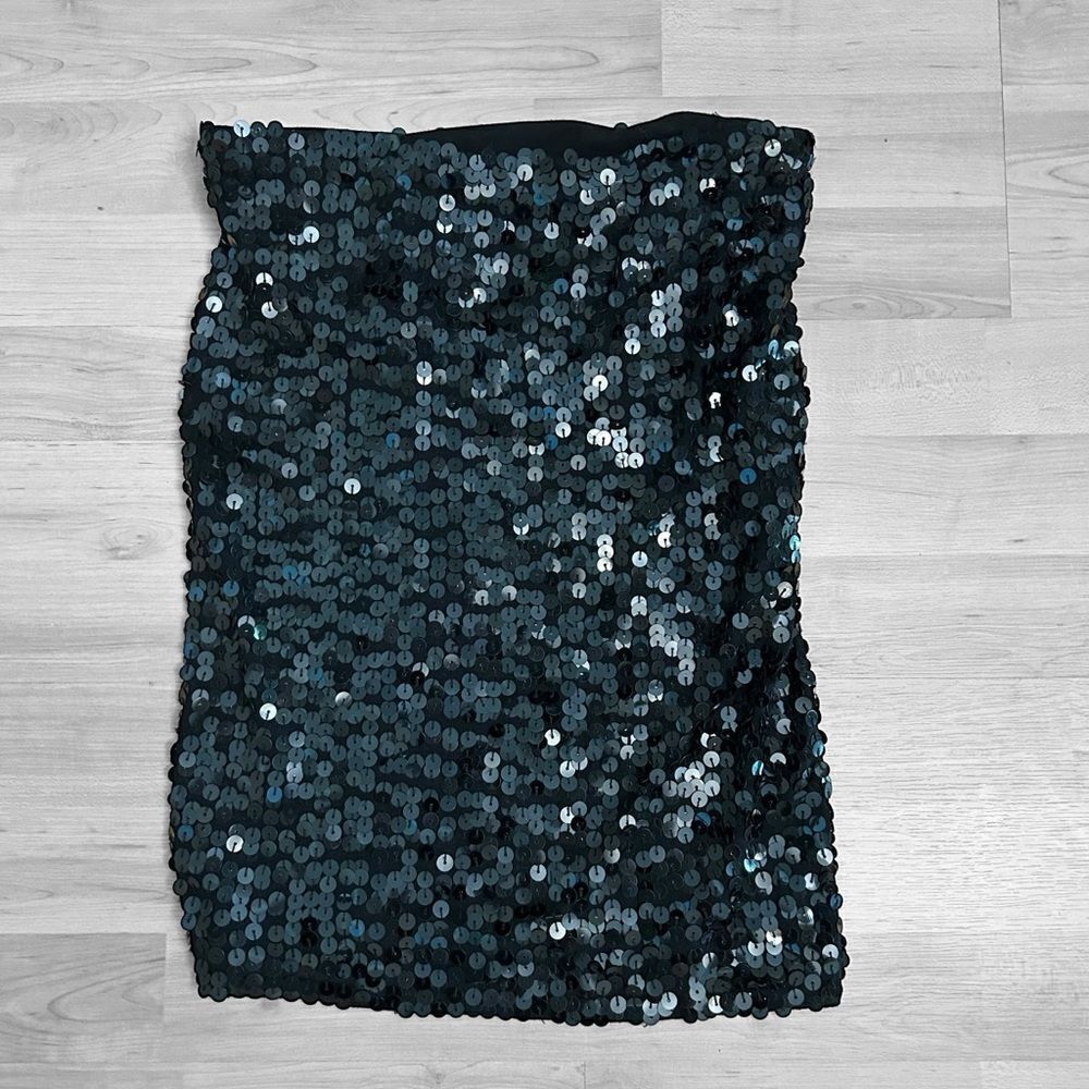 Kailesy Black Silk Sequin Mini Skirt Size Small